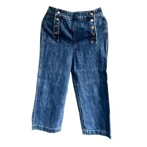 Point Sur Flare Denim Jeans with Button Accents